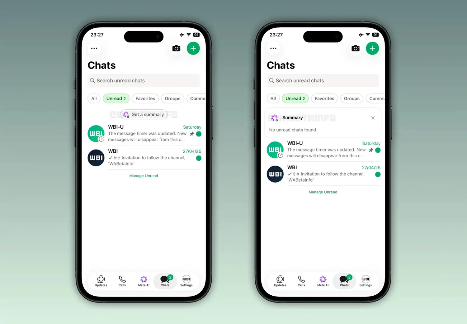 Imagen de conversaciones usando el nuevo botón de la aplicación WhatsApp. 