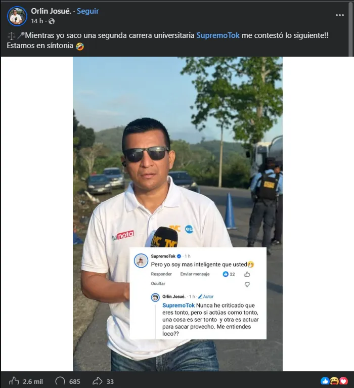 Publicación de Facebook orlin castro