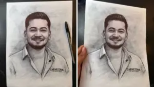 Imagen de Emotivo retrato de Hernán Martínez, hecho por artista hondureño conmueve en redes