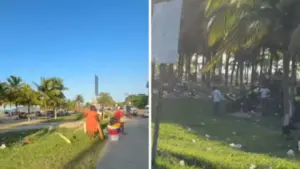 Imagen de Influencer colombiana se sorprende al ver cantidad de basura en playa de Tela