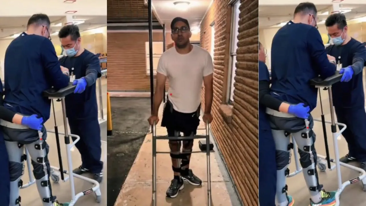 Paracaidista Ever David Maldonado da sus primeros pasos tras fuerte accidente