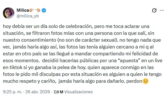 Reacción de Milica en X