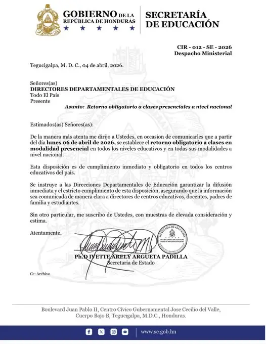 Comunicado Secretaria de Educación