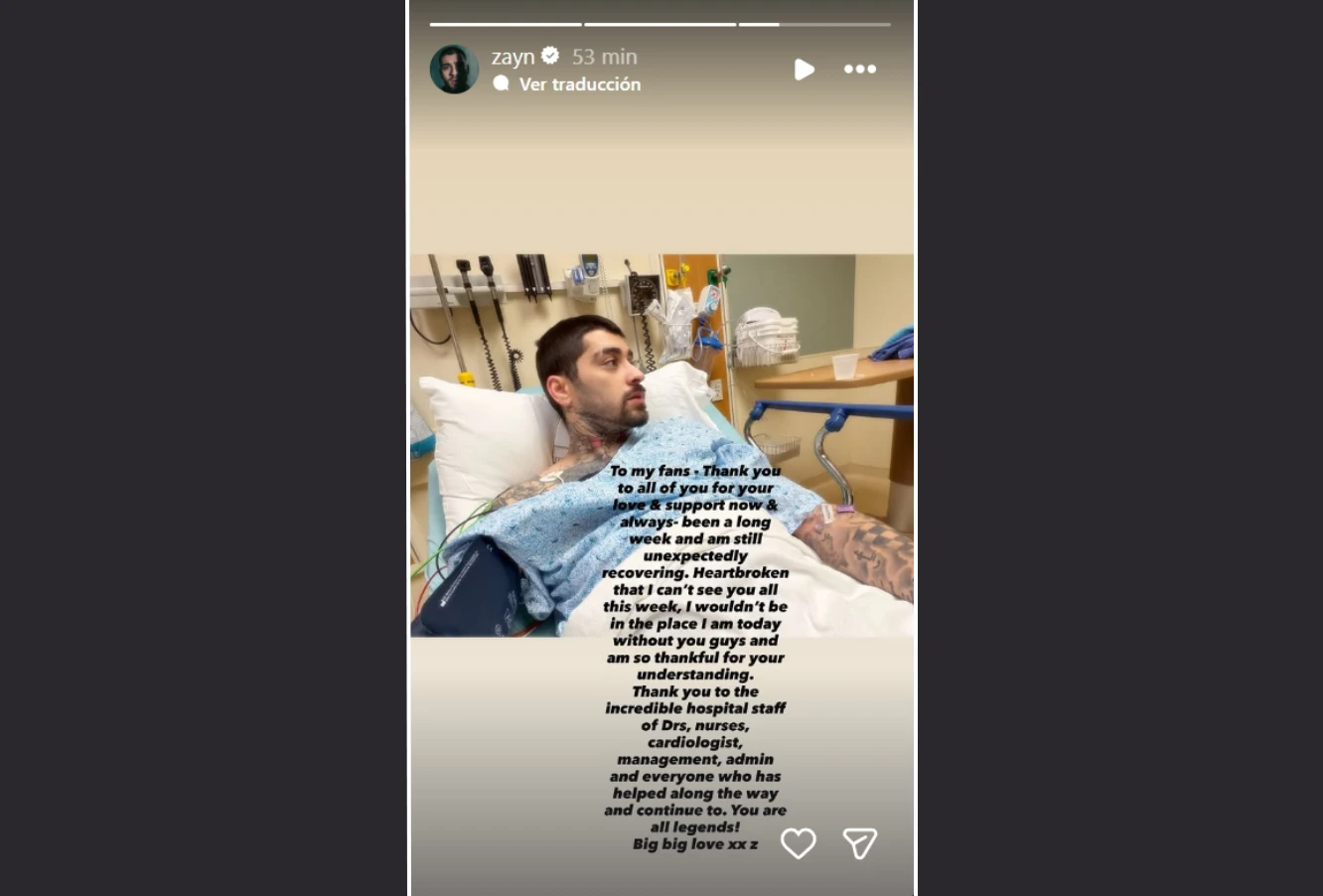 El artista no dio detalles sobre su hospitalización de emergencia.