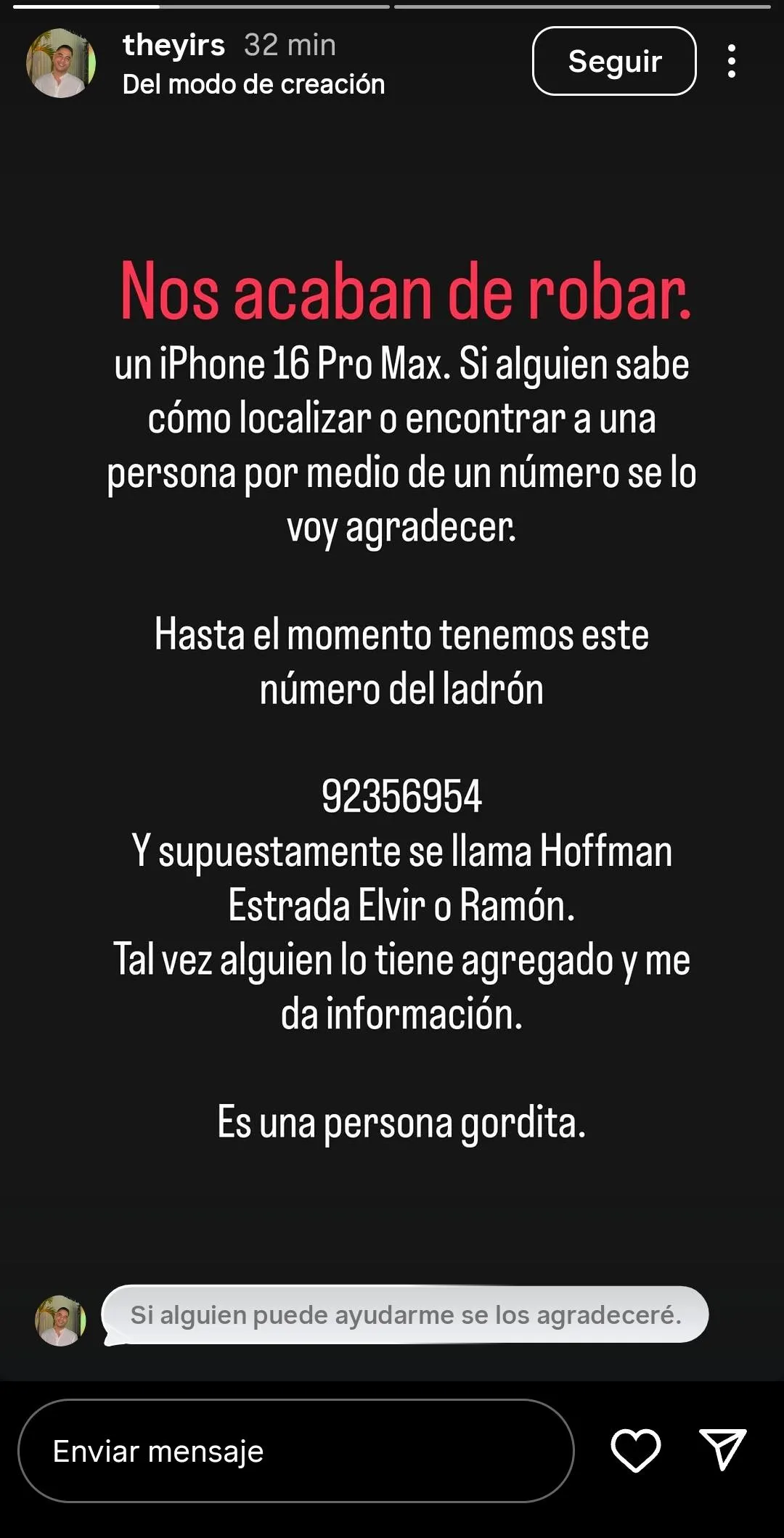 Yirs denuncia Robo