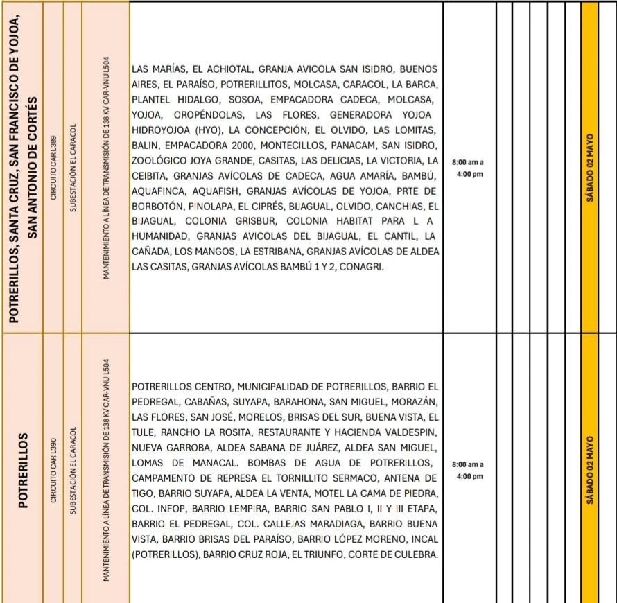 Lugares que se quedarán sin energía eléctrica 
