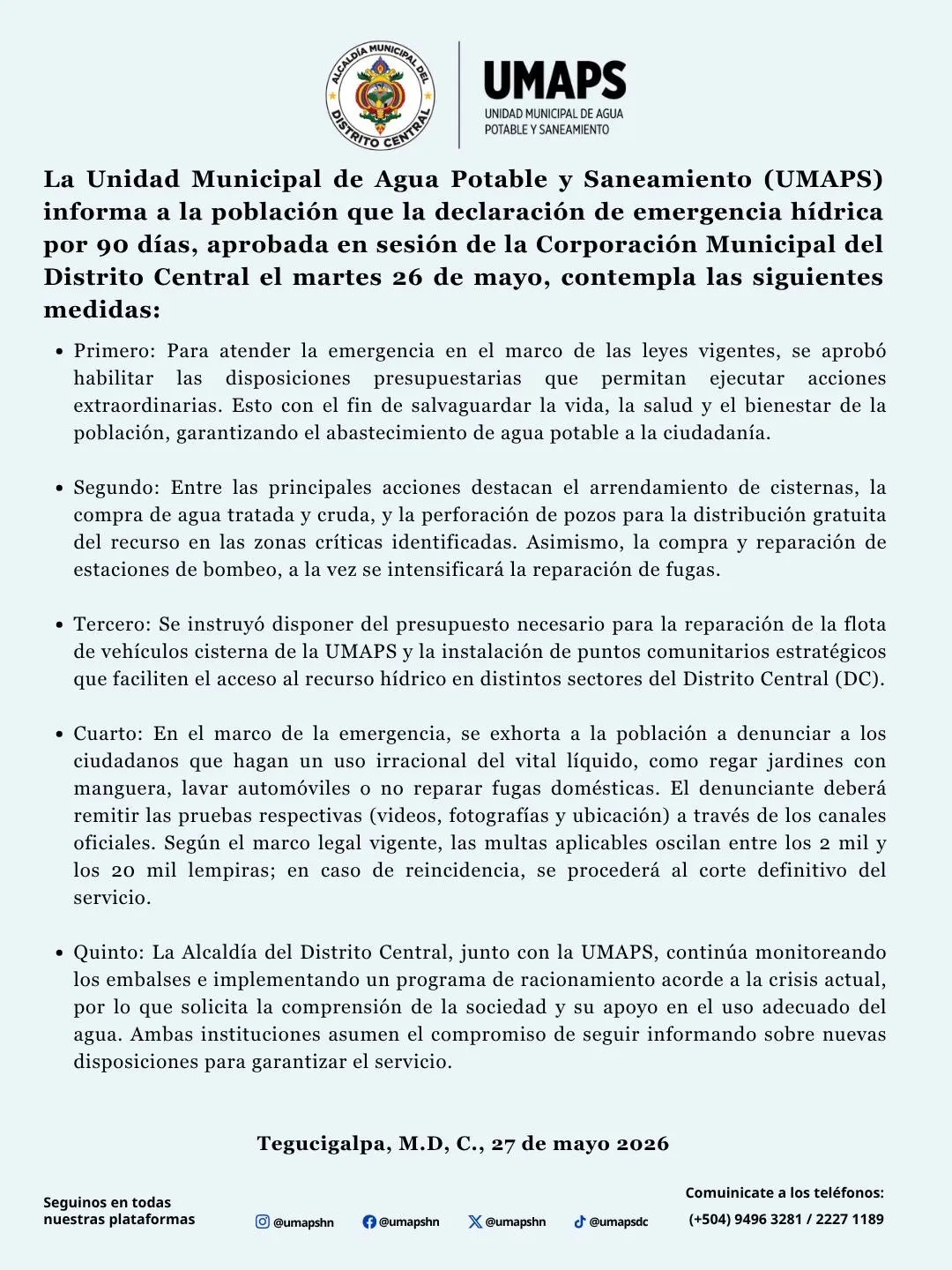 COMUNICADO UMAPS