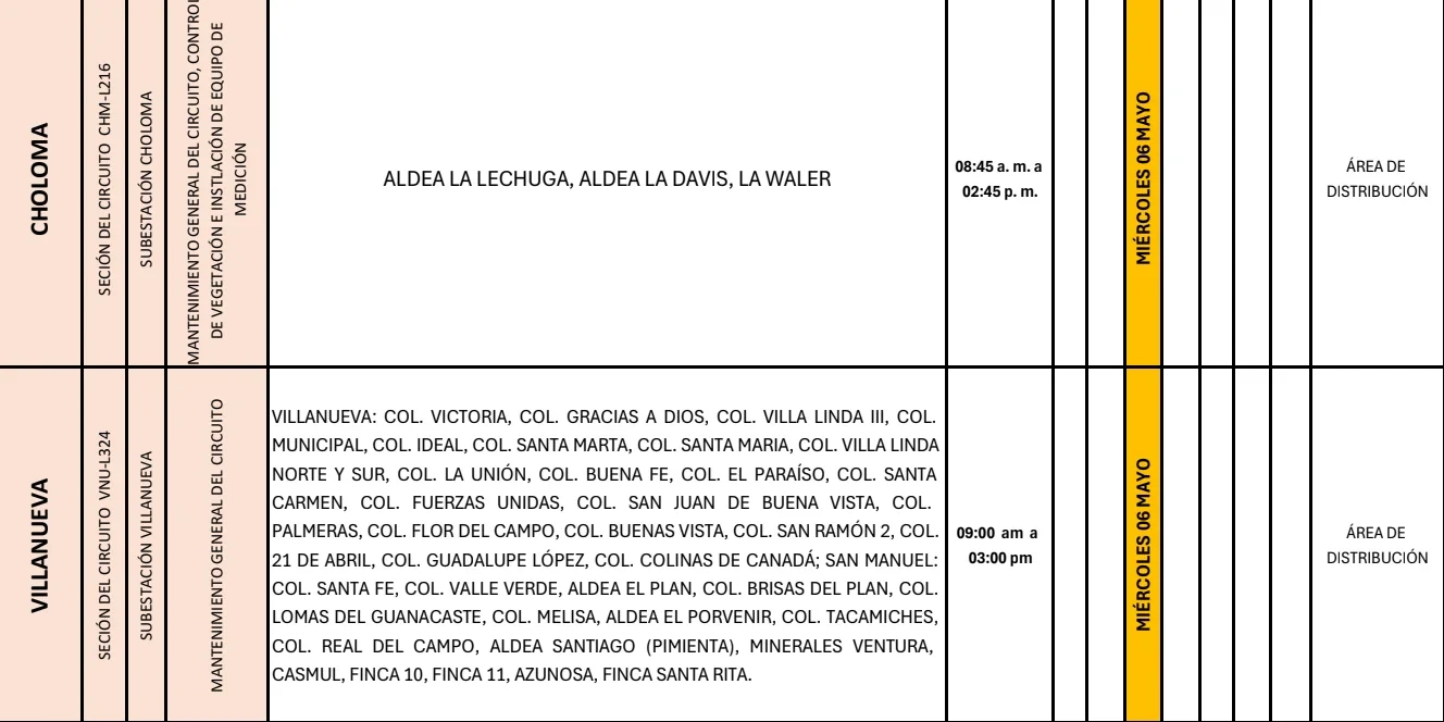 Lugares que se quedarán sin energía eléctrica 