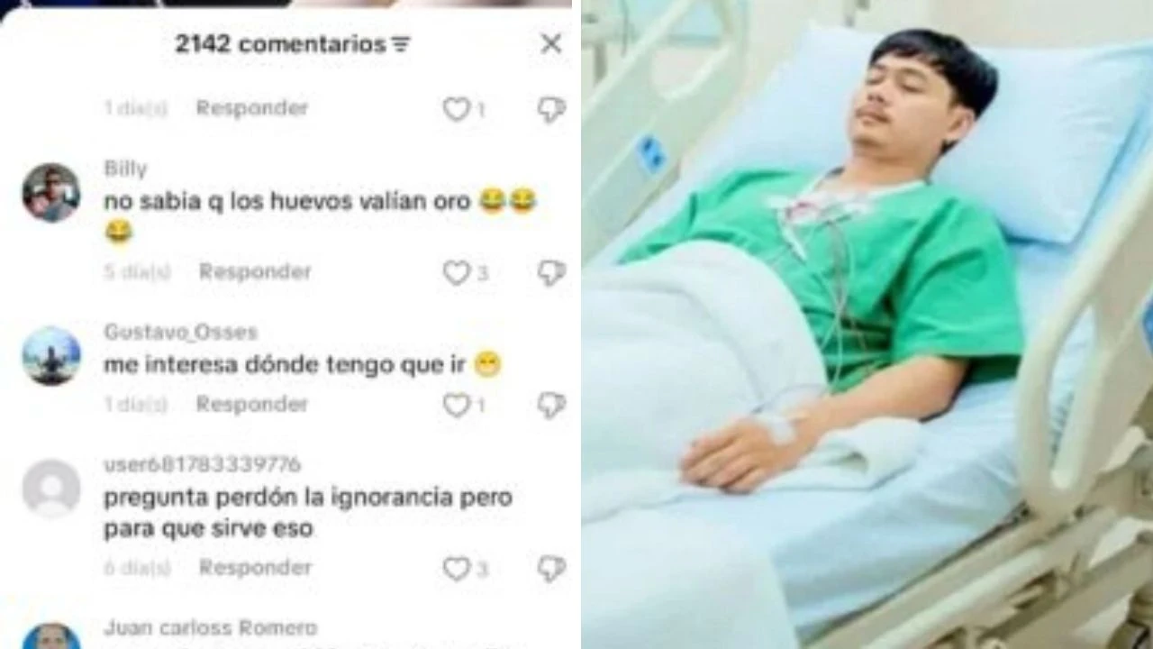 hombre acostado y comentarios en redes
