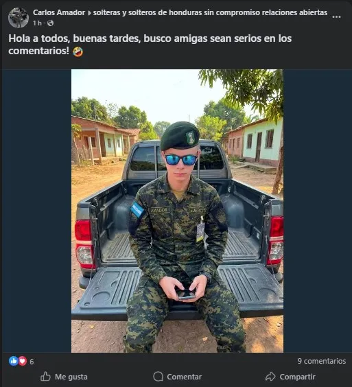 Joven militar faceboo Honduras