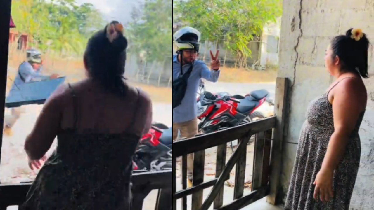 ¿Real o actuado? Hondureña recibe a cobrador con machete en mano