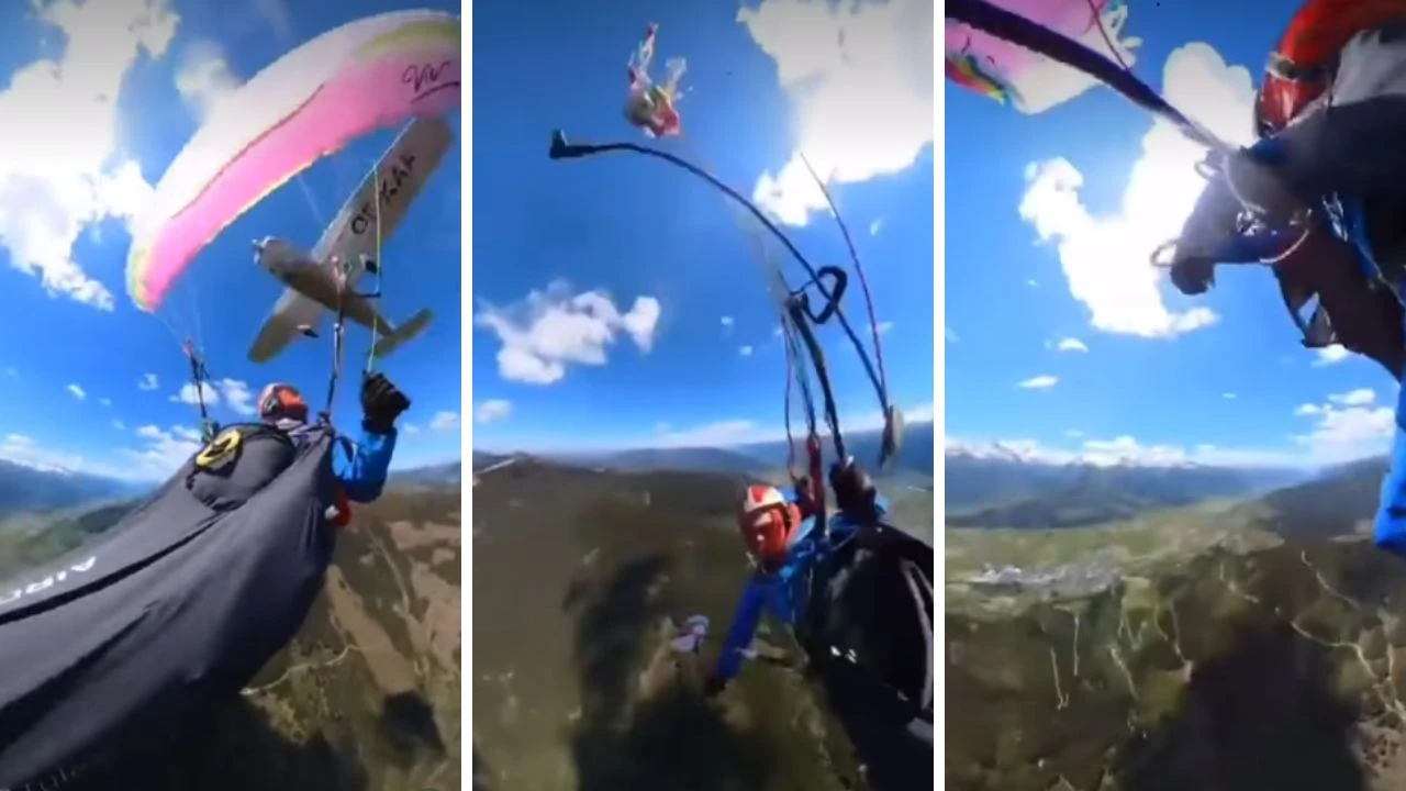 Impactante video: parapentista sobrevive tras choque con avioneta