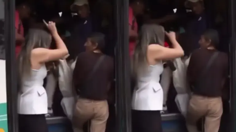 Imagen Principal de Nota: “¡Qué se pare!”: Bus 'se lleva' a periodista en vivo. ¿Salió herida?