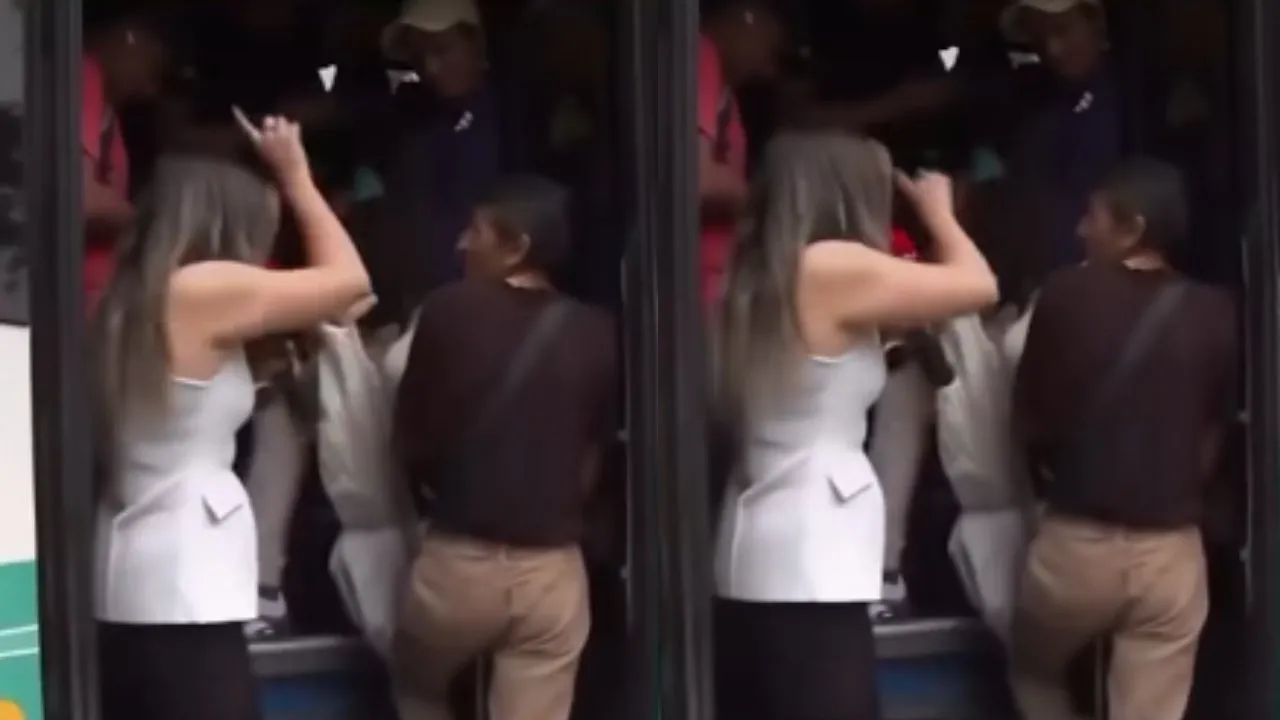 Imagen de “¡Qué se pare!”: Bus 'se lleva' a periodista en vivo. ¿Salió herida?