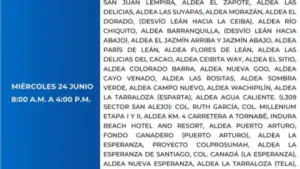 Imagen de Zonas sin energía eléctrica en Honduras este miércoles 24 de junio