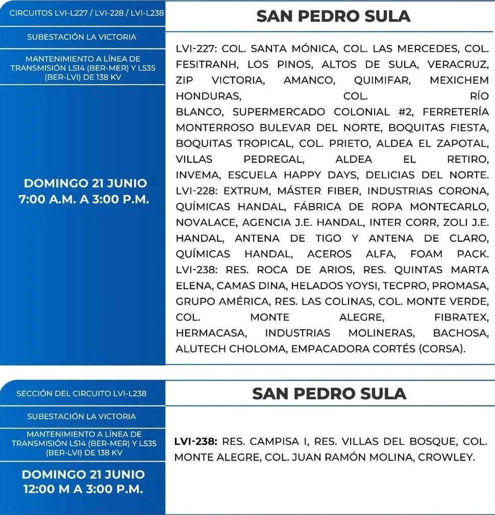 Lugares que se quedarán sin energía eléctrica 
