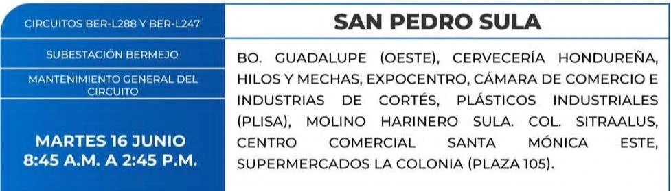 Lugares que se quedarán sin energía eléctrica