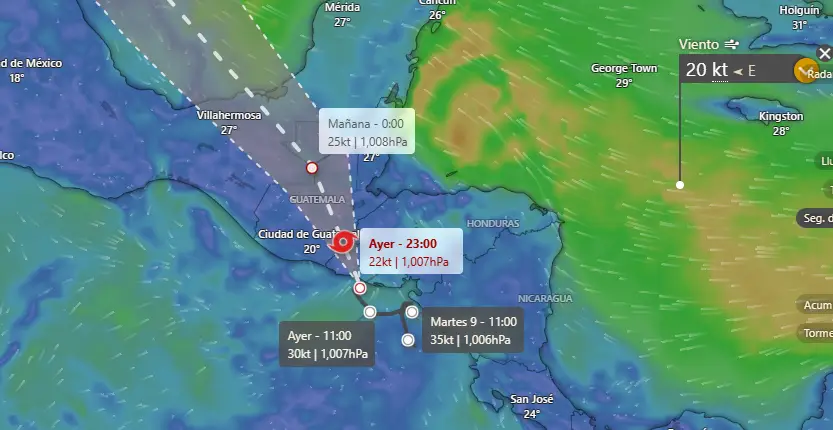 trayectoria de tormenta Cristina