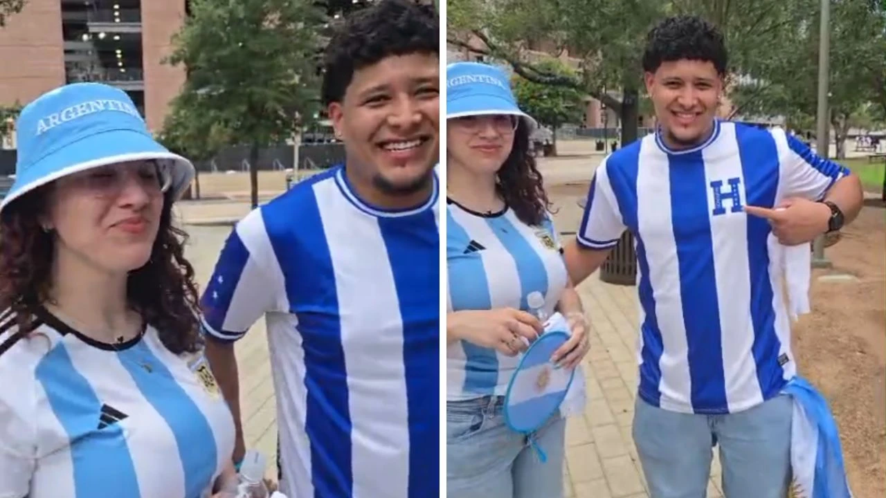 ¿El amor supera al fútbol? Jorge Fermán capta pareja entre un catracho y una argentina  previo al partido en EE. UU.