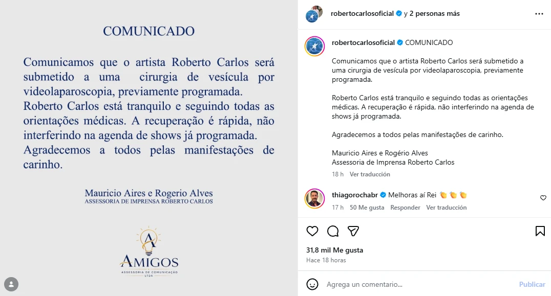 Captura de pantalla de comunicado de prensa