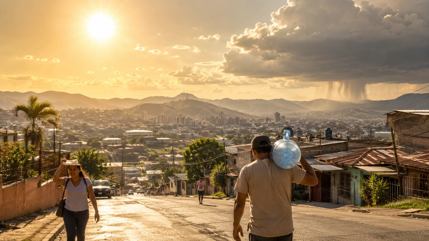Imagen de personas caminando bajo solo 