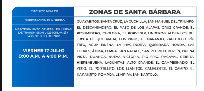 Zonas sin energía eléctrica