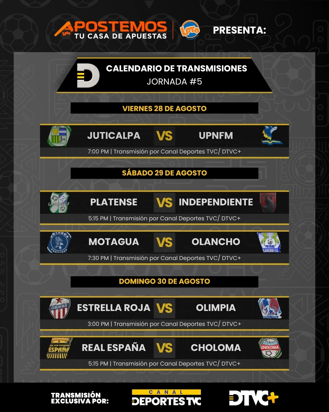 Calendario partidos jornada 5