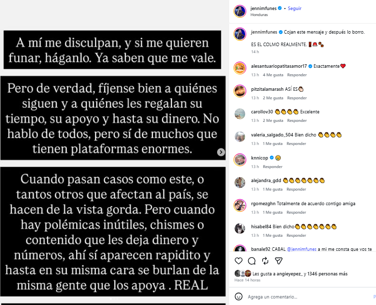 PUBLIACIÓN INSTAGRAM Jennifer Funes