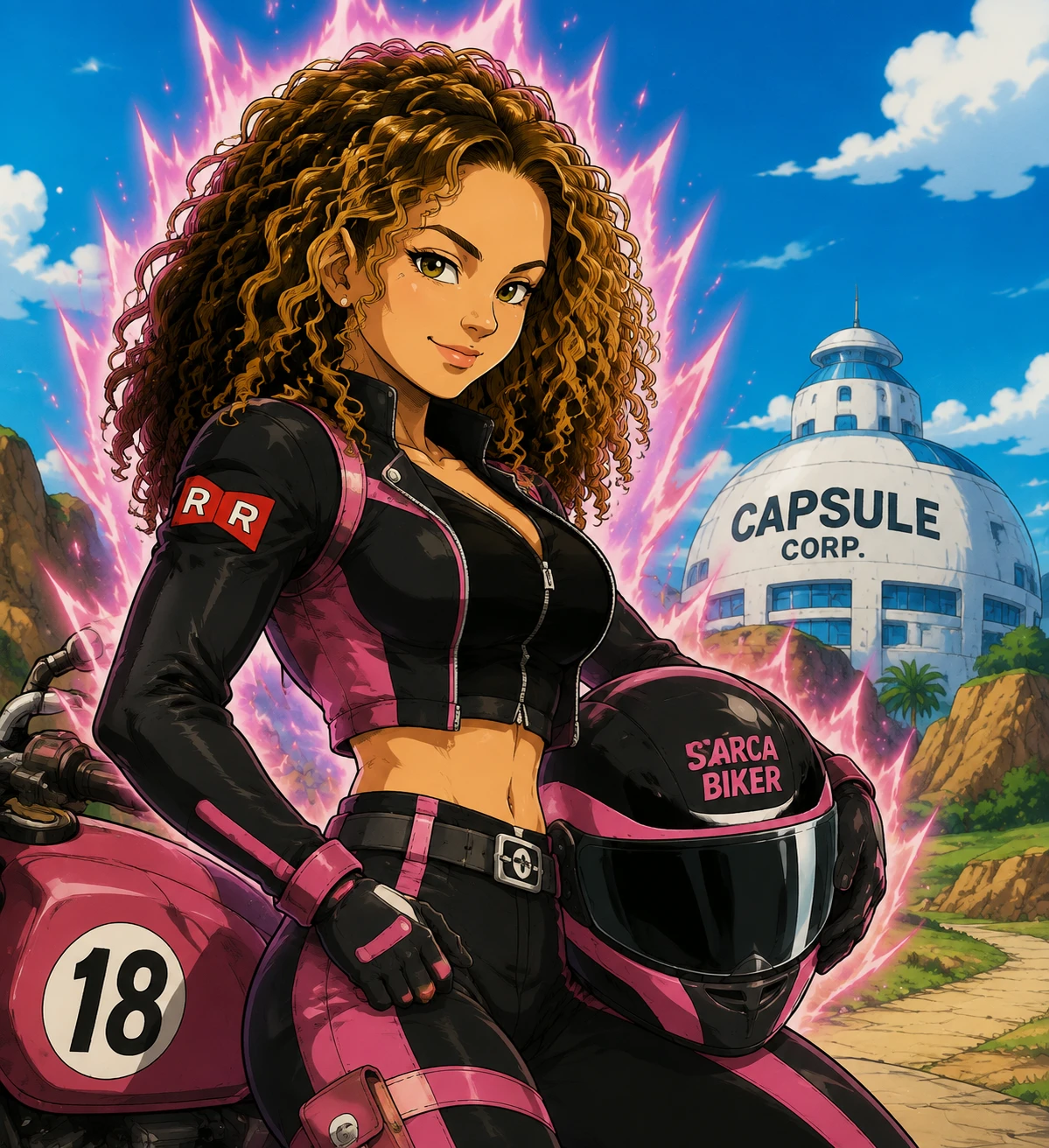 Imagen de LA Sarca Biker con traje de Dragon Ball