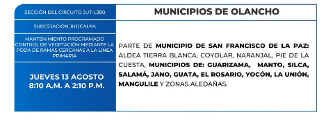 Zonas sin energía eléctrica