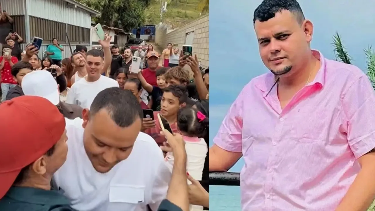 Multitud de personas celebra la liberación de Urías Lobo