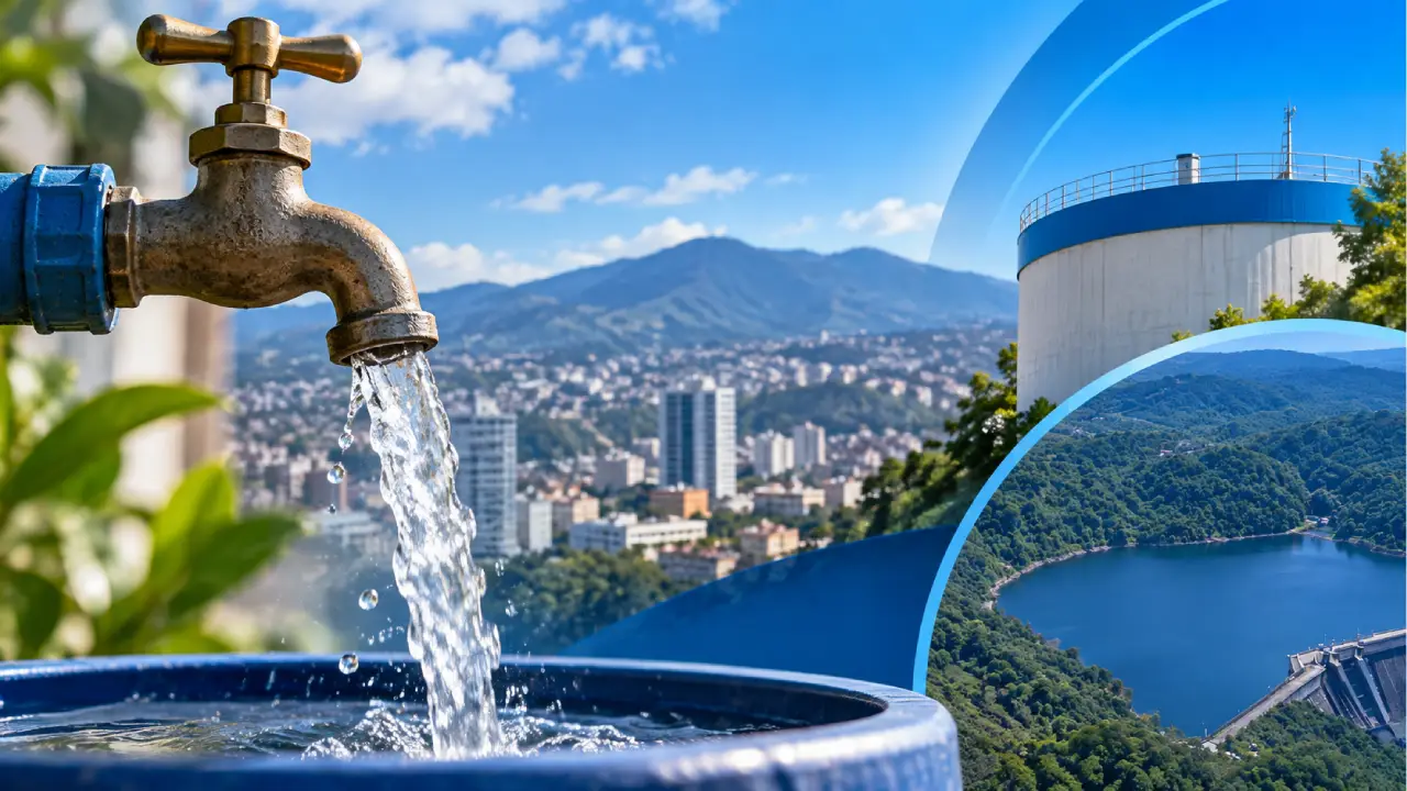 Imagen creada con IA que muestra el abastecimiento de agua en Tegucigalpa.