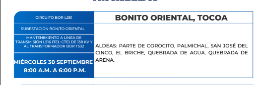 Zonas sin energía elétrica
