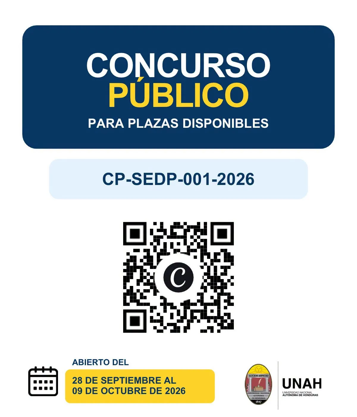 UNAH CONCURSO PÚBLICO 2026