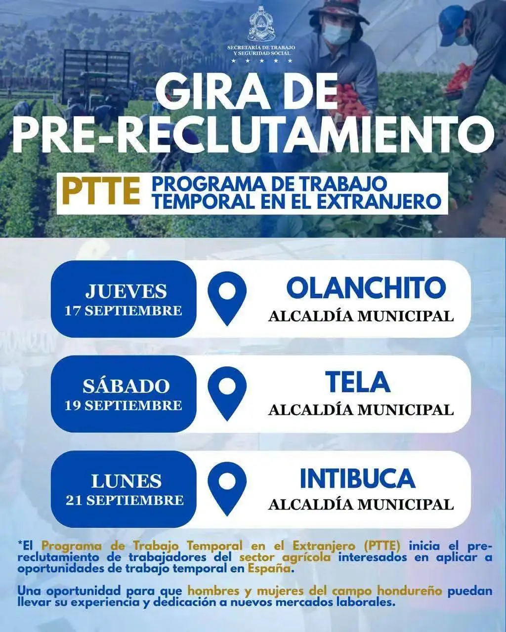 Jornada de reclutamiento para trabajo en España.