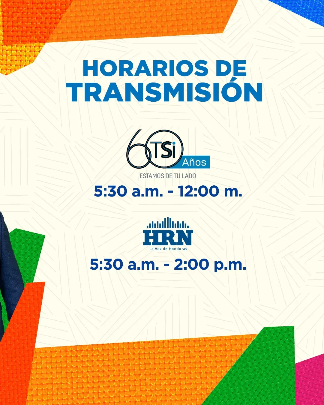 La cobertura inicia desde las 5:30 a. m. en TSi y radio HRN. Foto: Diseño de TVC