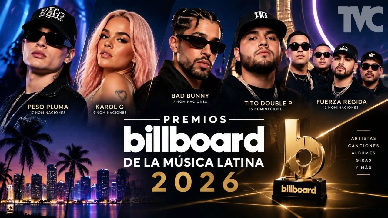 Imagen Principal de Nota: Conozca la lista completa de nominados a los Premios Billboard 2026