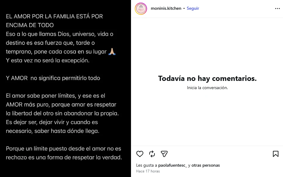 Captura de pantalla de Instagram de Mónica León