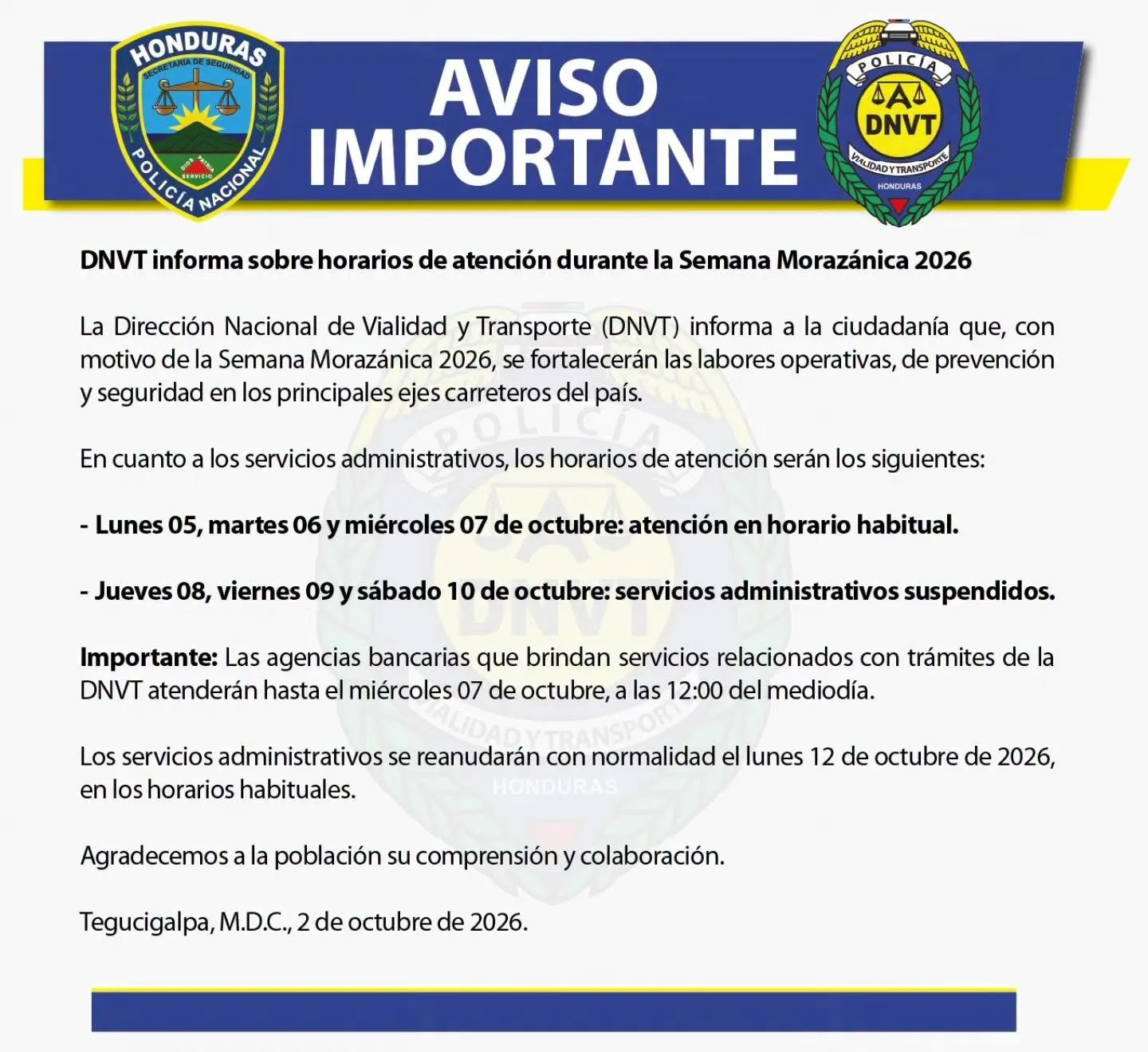 DNVT HORARIO MORAZÁNICO