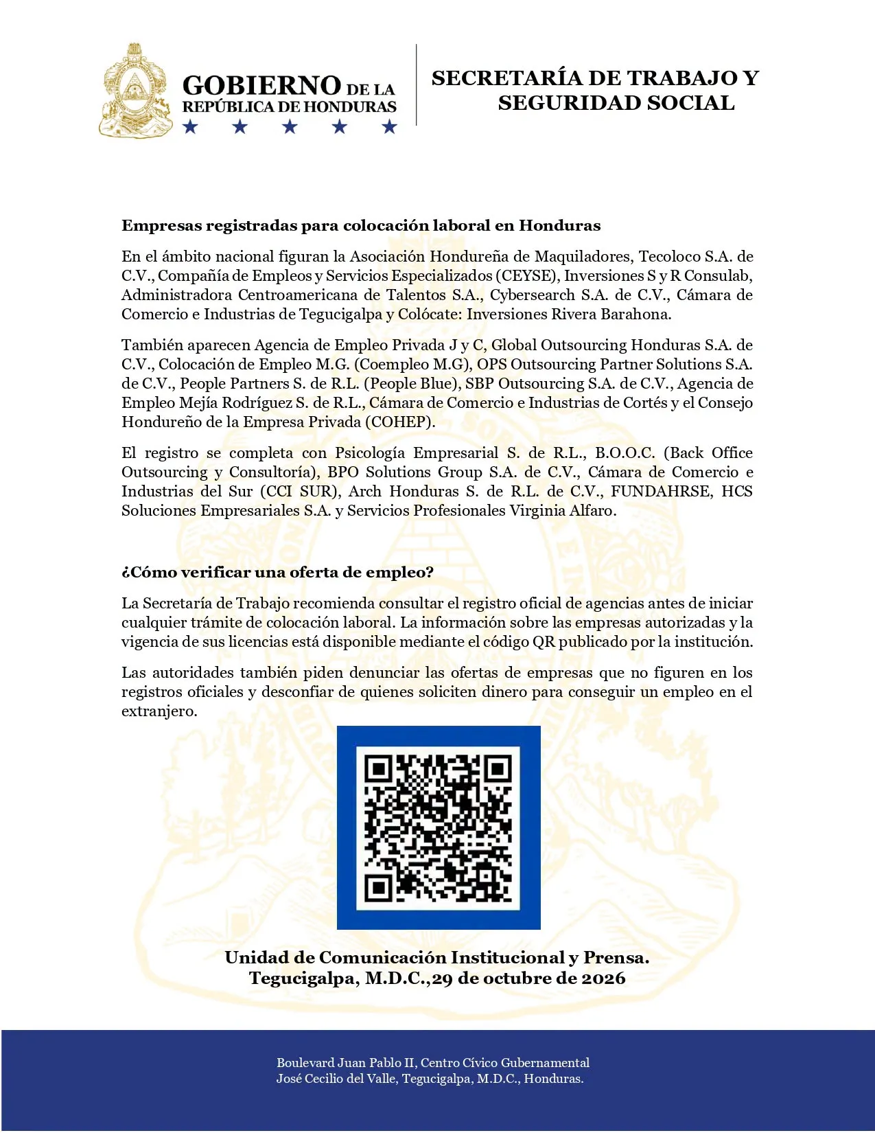 ALERTA ESTAFA EMPLEO HONDURAS