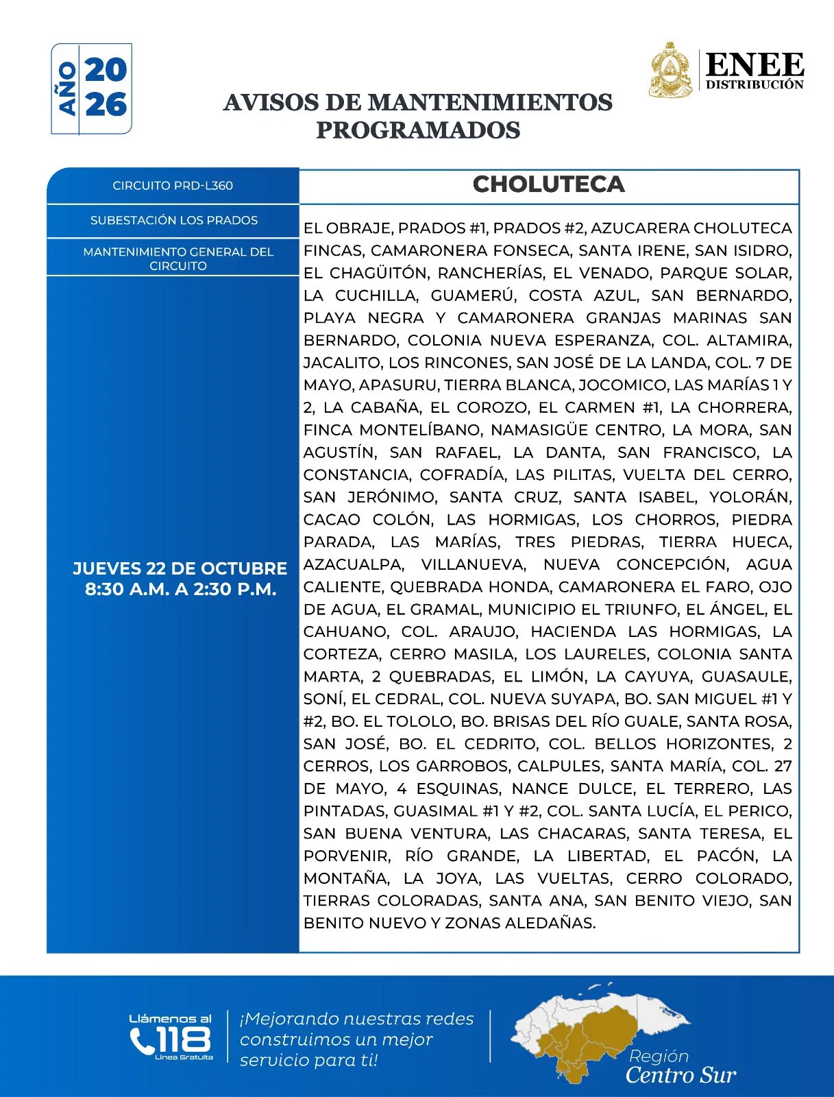 Zonas sin Energía eléctrica