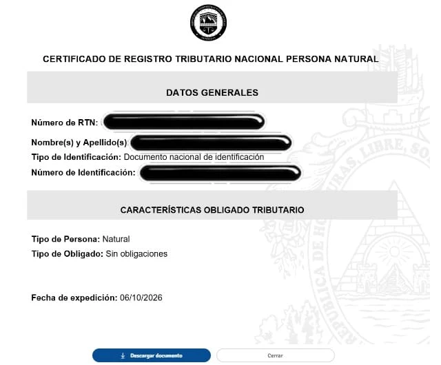 Paso 4 para ver tu RTN en línea