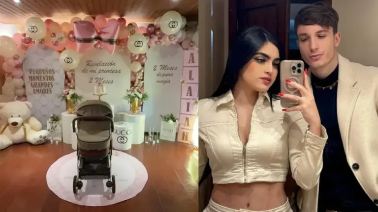 Roxanna Somoza y Juninho Manella revelan el rostro de su bebé con lujosa fiesta